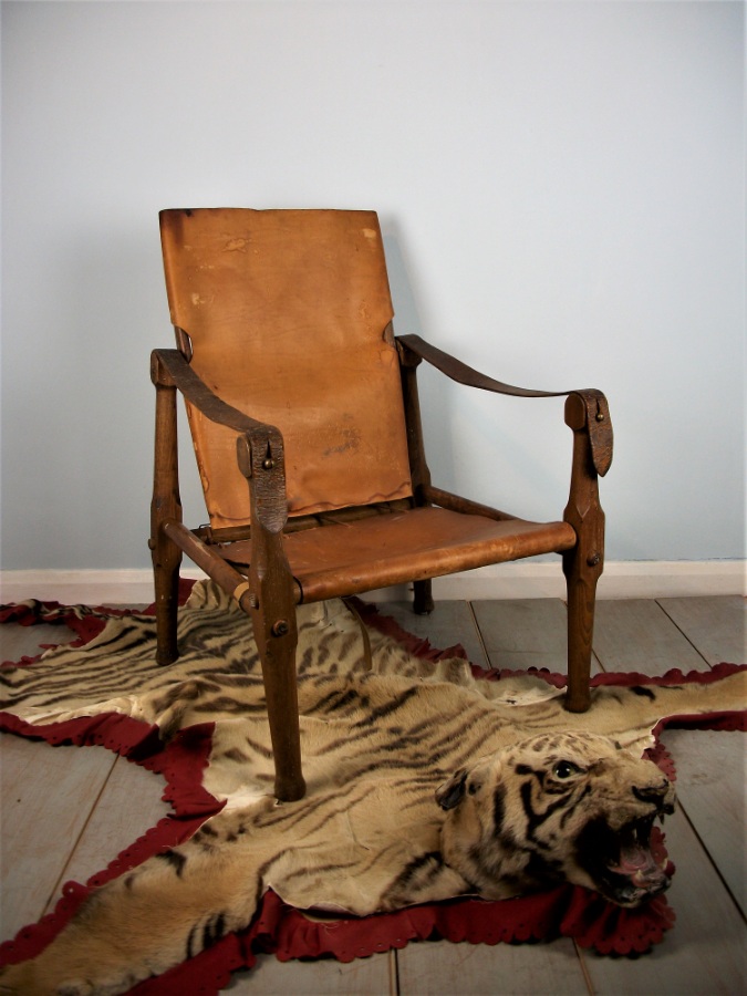 English Oak Military Roorkhee Campaign Chair